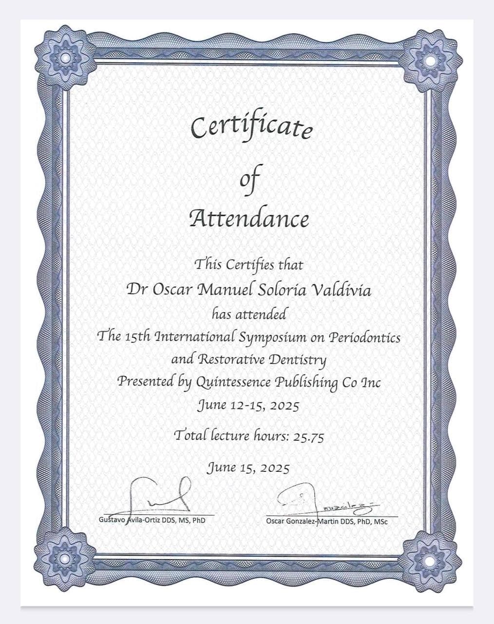 Harvard Attendance Certificate
