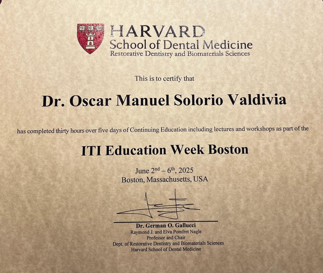 Harvard Certificate